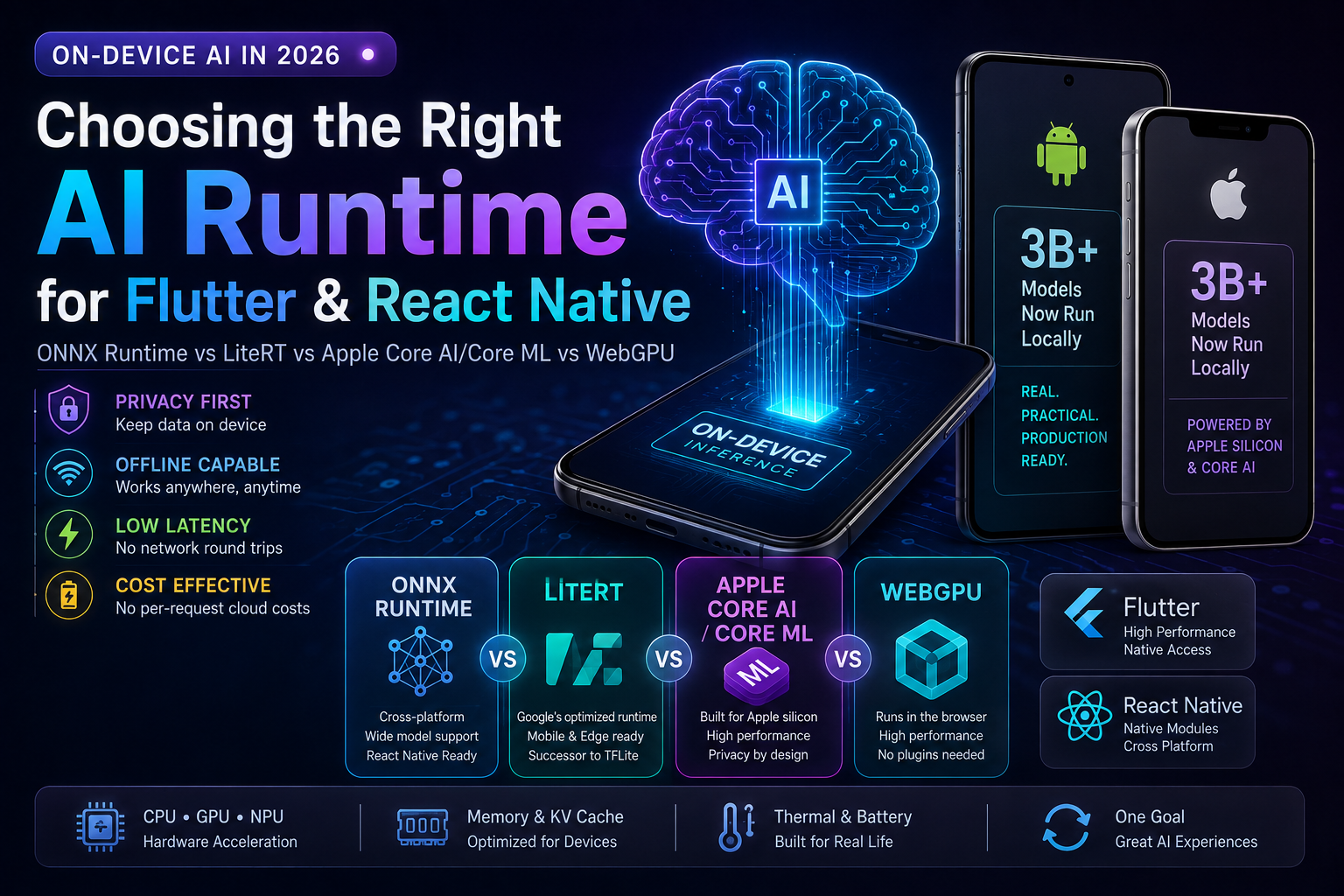 On-Device AI in Flutter & React Native (2026): ONNX, LiteRT, Core AI & WebGPU