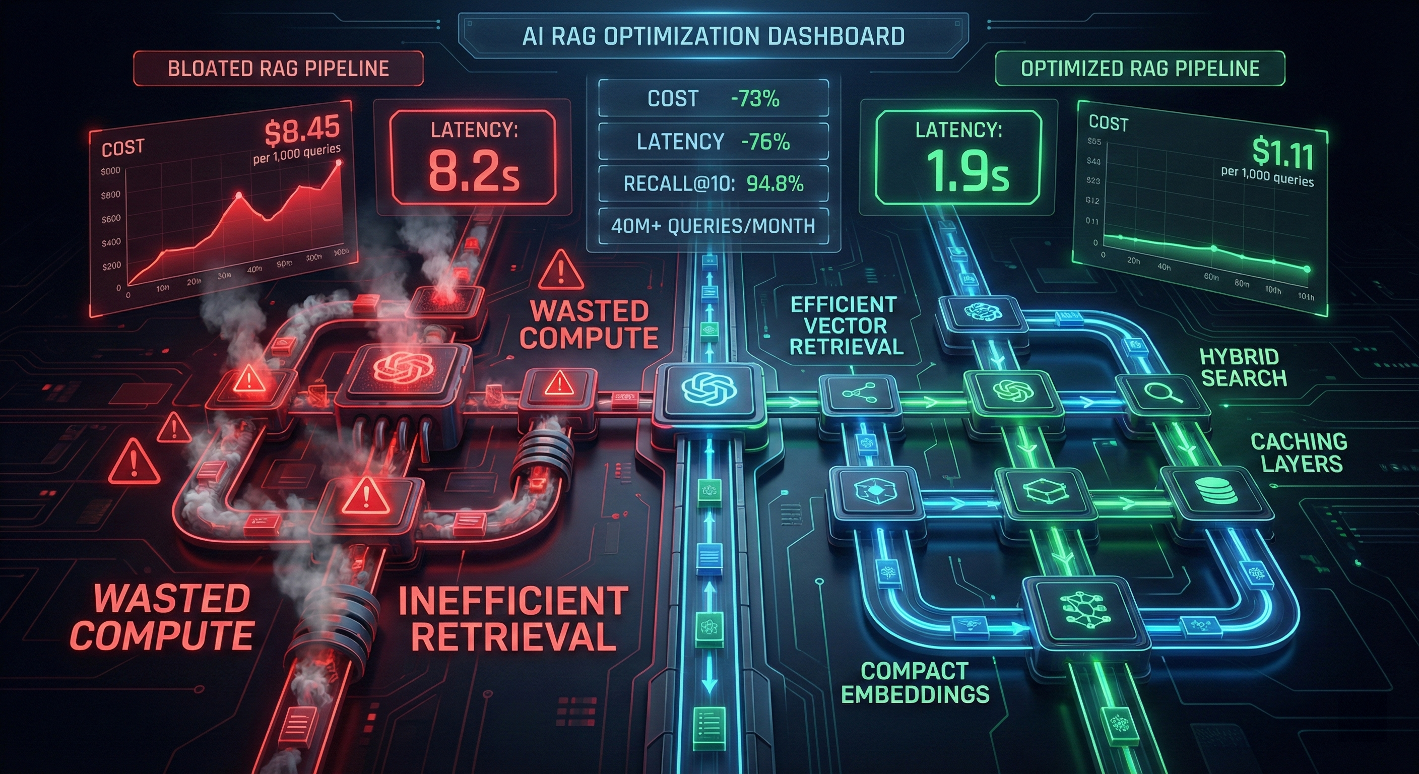 RAG Cost Optimization: Cutting $4.12 to $1.11 Per 1,000 Queries Without Sacrificing Recall